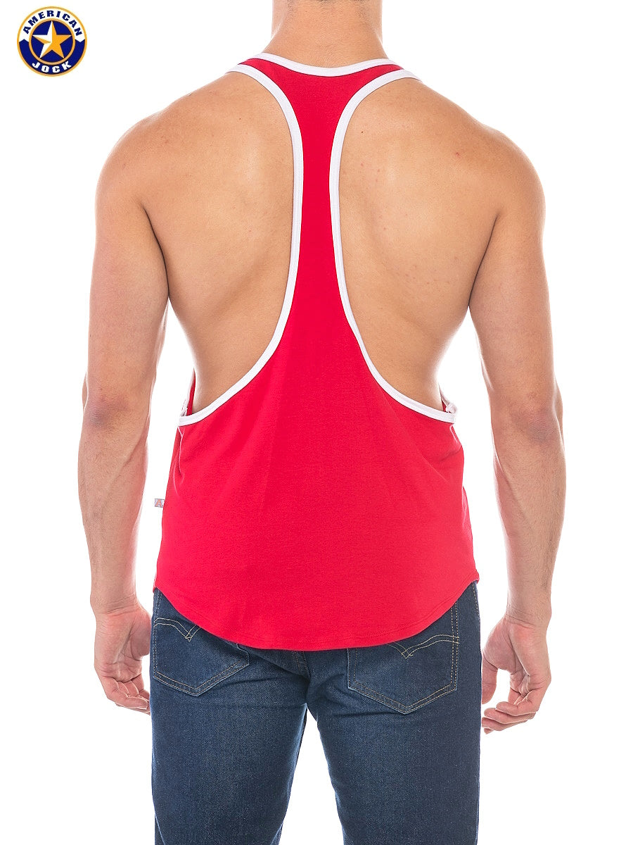 AMERICAN JOCK 8407 Men's Sports Stringer Tank - Ribbon Red