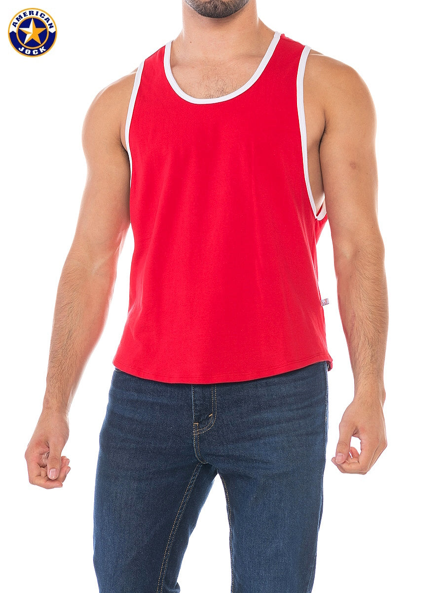 AMERICAN JOCK 8405 Men's Sports Deep Armhole Tank - Ribbon Red