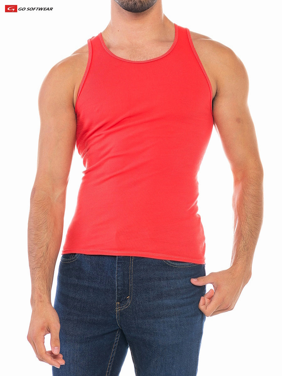 Go Softwear 4915 Men's Resort Rib Tank - Calypso Coral