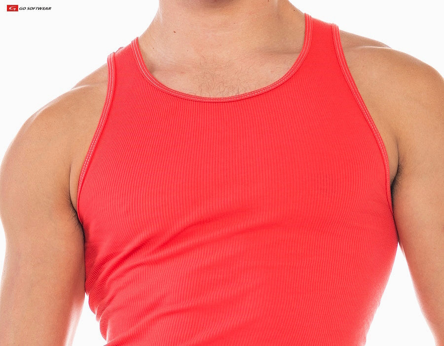 Go Softwear 4915 Men's Resort Rib Tank - Calypso Coral