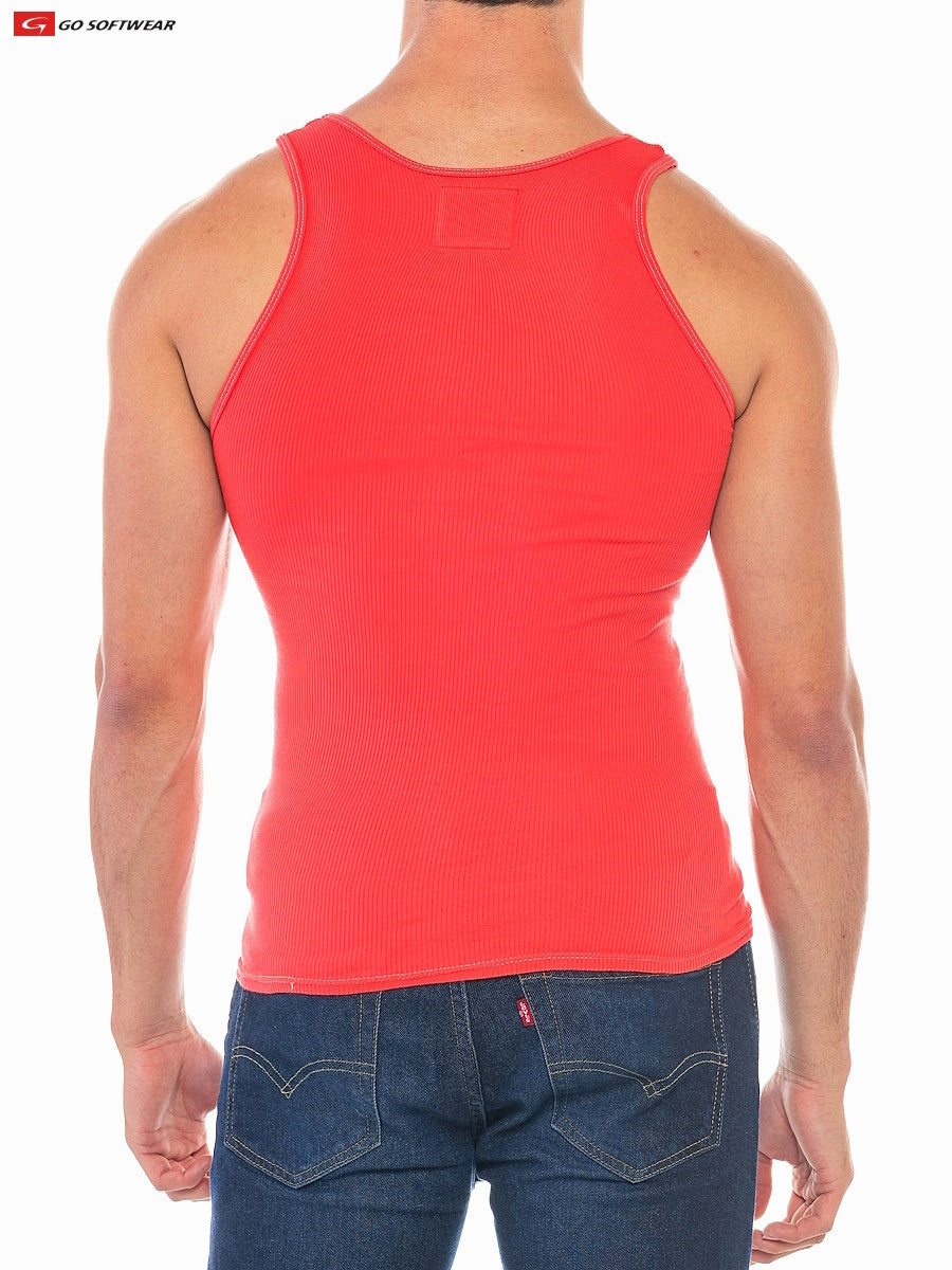 Go Softwear 4915 Men's Resort Rib Tank - Calypso Coral