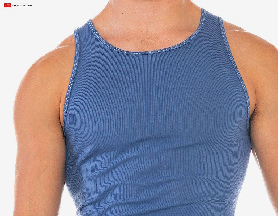 Go Softwear 4915 Men's Resort Rib Tank - Bluebell