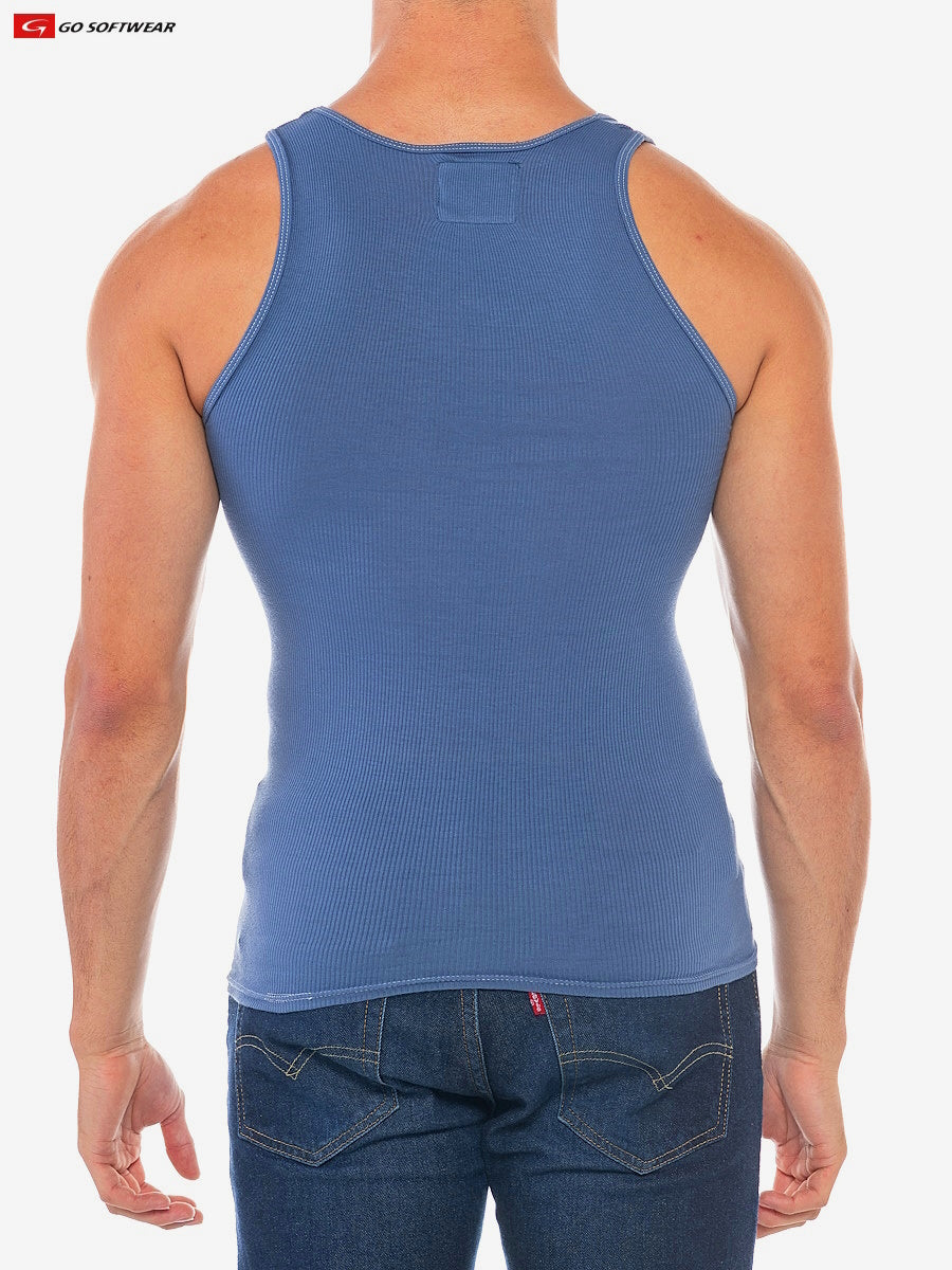 Go Softwear 4915 Men's Resort Rib Tank - Bluebell