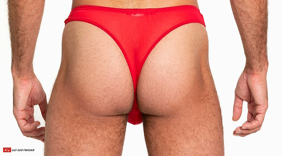 Go Softwear 3355 Men's Sheer Mesh Thong - Scarlet Red