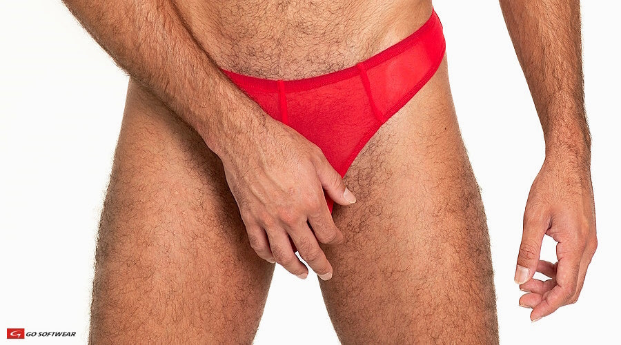 Go Softwear 3355 Men's Sheer Mesh Thong - Scarlet Red