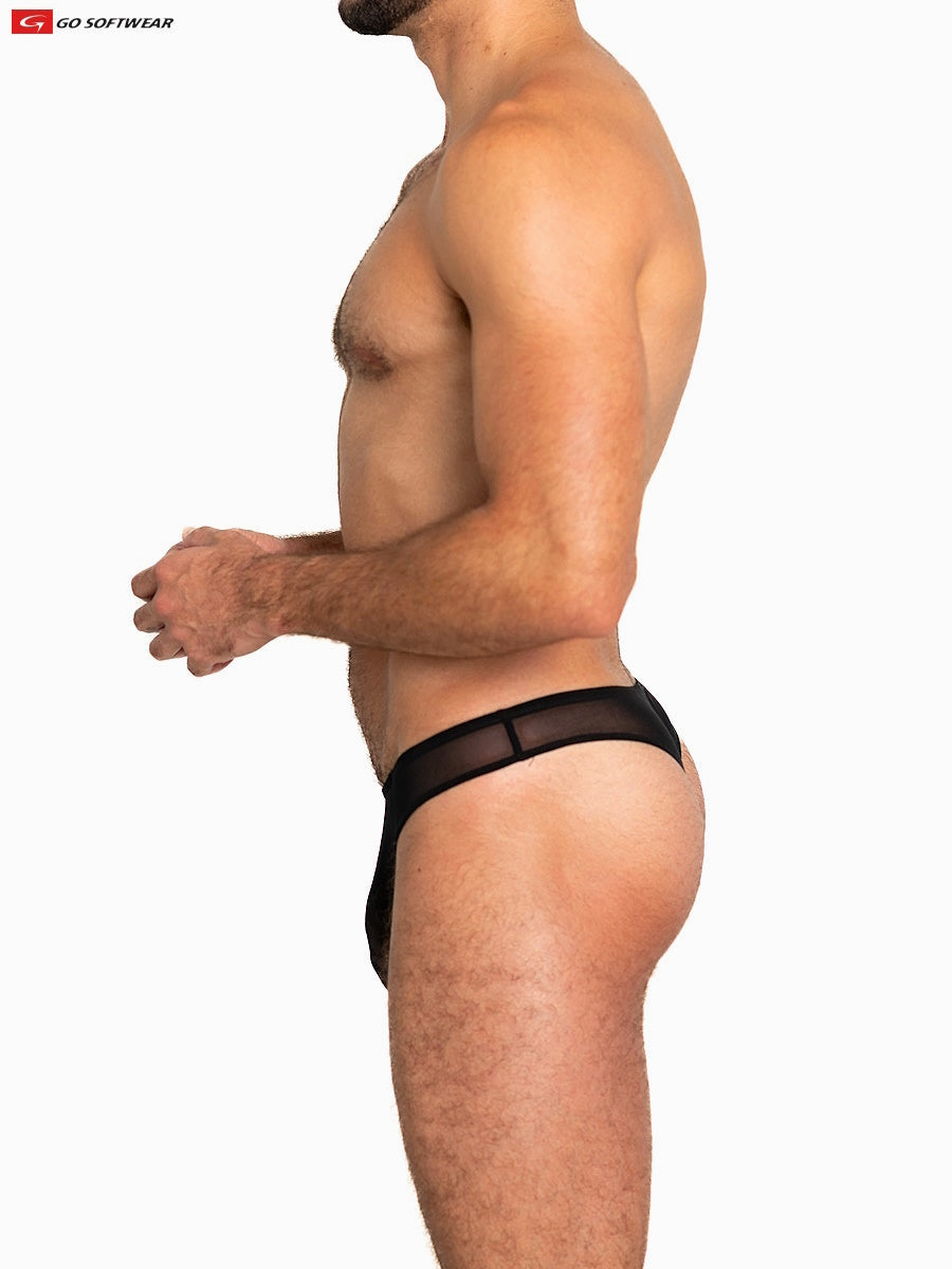 Go Softwear 3355 Men's Sheer Mesh Thong - Black