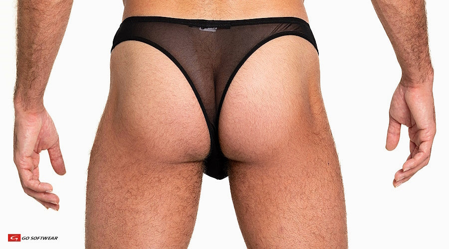 Go Softwear 3355 Men's Sheer Mesh Thong - Black