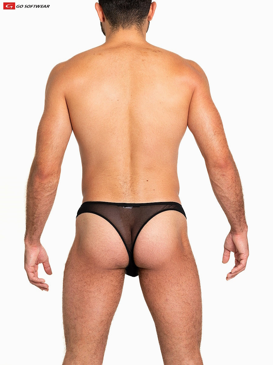 Go Softwear 3355 Men's Sheer Mesh Thong - Black