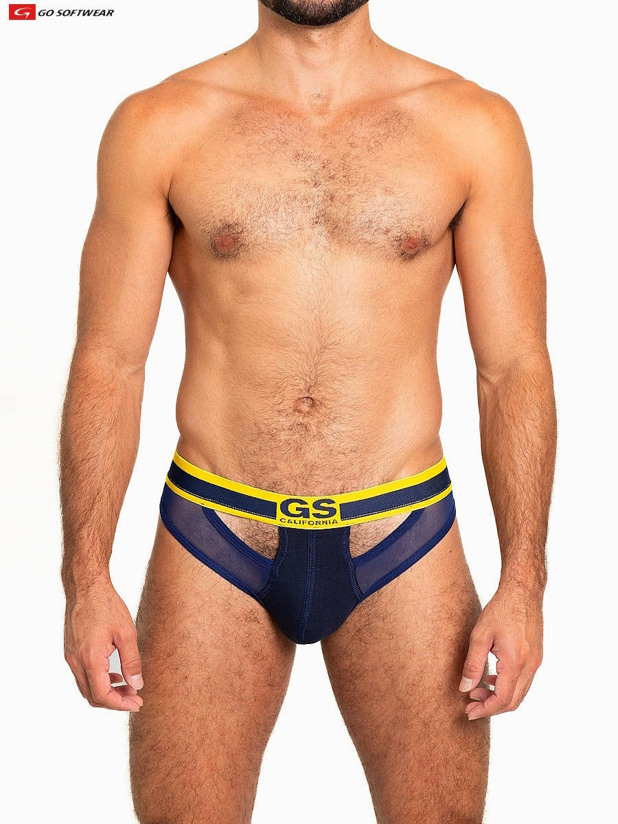 Go Softwear 6435 Men's Sheer Mesh Scoop Thong - Navy