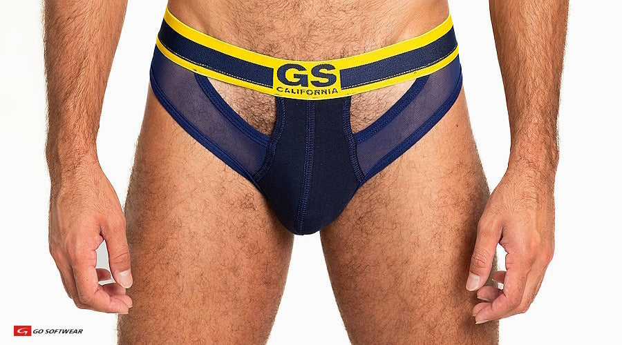Go Softwear 6435 Men's Sheer Mesh Scoop Thong - Navy