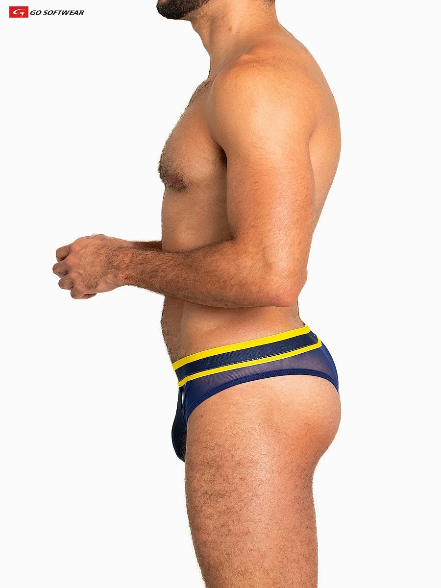 Go Softwear 6435 Men's Sheer Mesh Scoop Thong - Navy