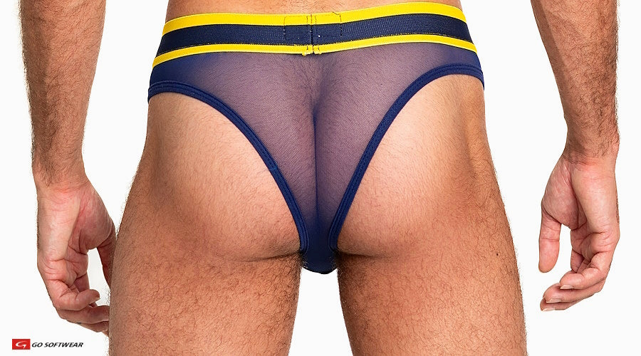 Go Softwear 6435 Men's Sheer Mesh Scoop Thong - Navy