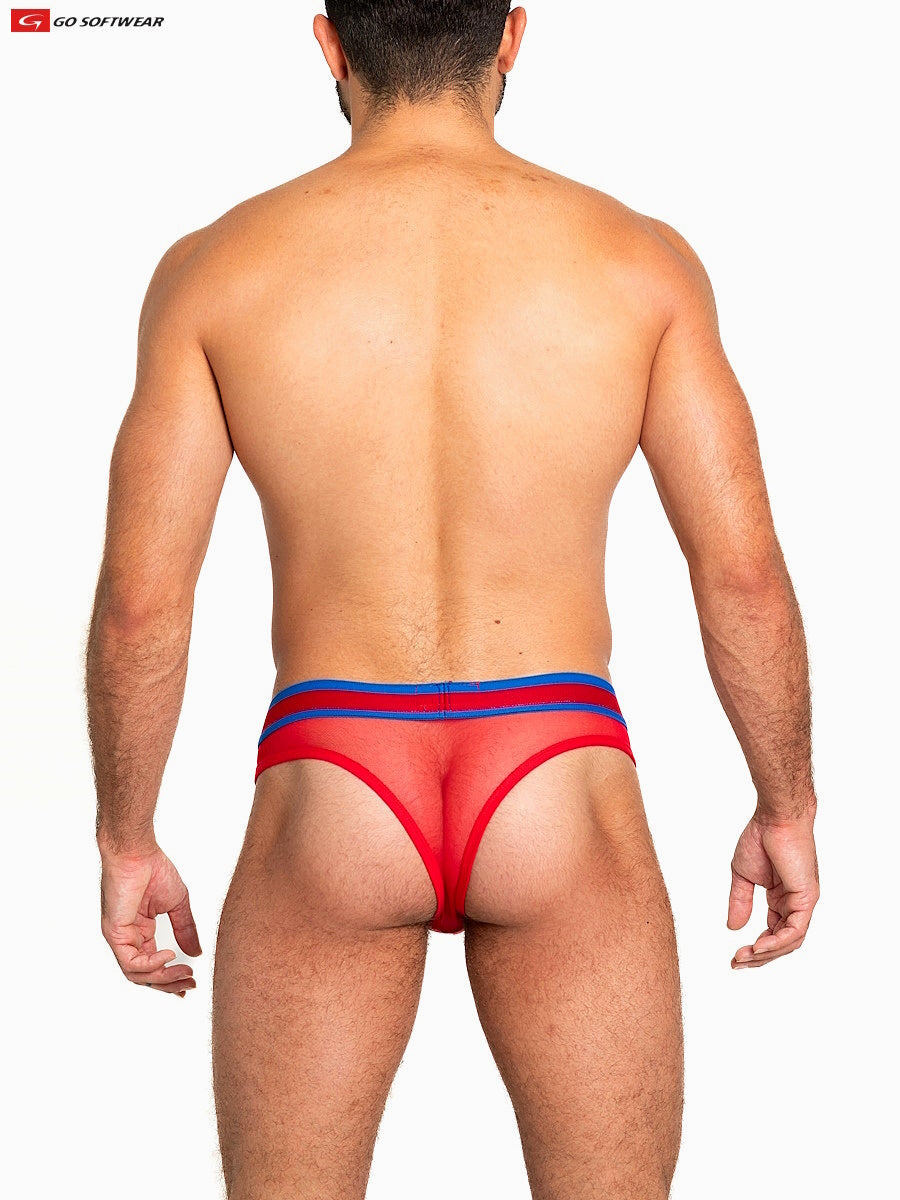 Go Softwear 6435 Men's Sheer Mesh Scoop Thong - Scarlet Red