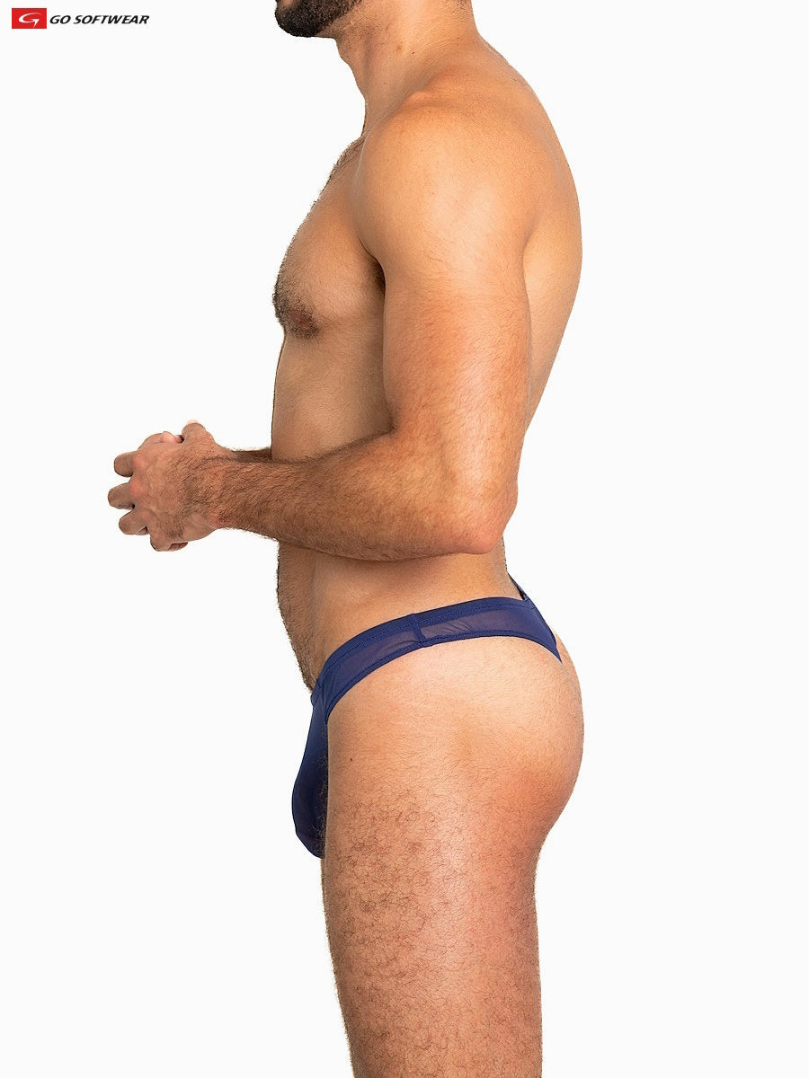 Go Softwear 3355 Men's Sheer Mesh Thong - Navy Blue