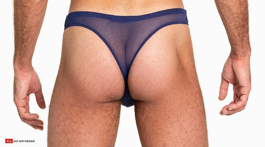 Go Softwear 3355 Men's Sheer Mesh Thong - Navy Blue
