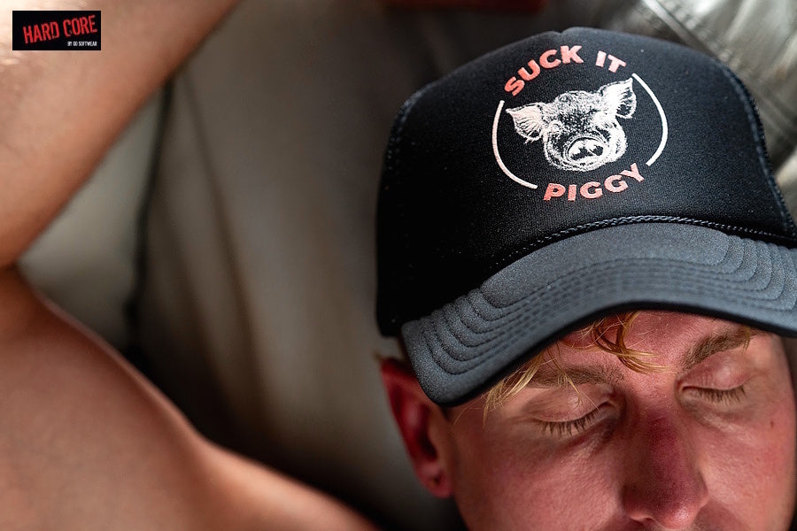 Hard Core 3900 Men's Suck it Piggy Trucker Cap - Black