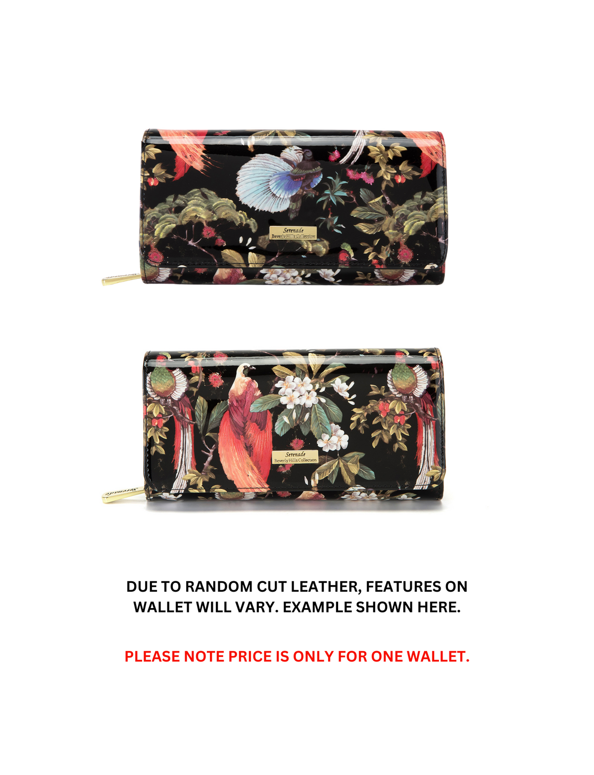 SONGBIRD LARGE  PATENT LEATHER WALLET WITH RFID- WSF2601- SALE