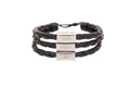 CA-RIO-CA Men's Bracelet Black Leather Silver Adjustable with words of Focus, Strength, Faith, & Courage in Portuguese