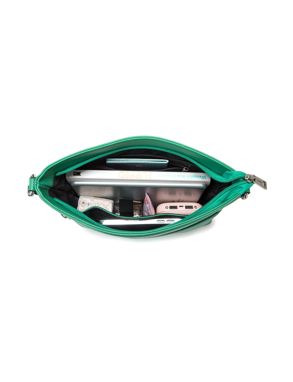VICKY LEATHER XBODY BAG-  E1-0807A-GRN- SALE