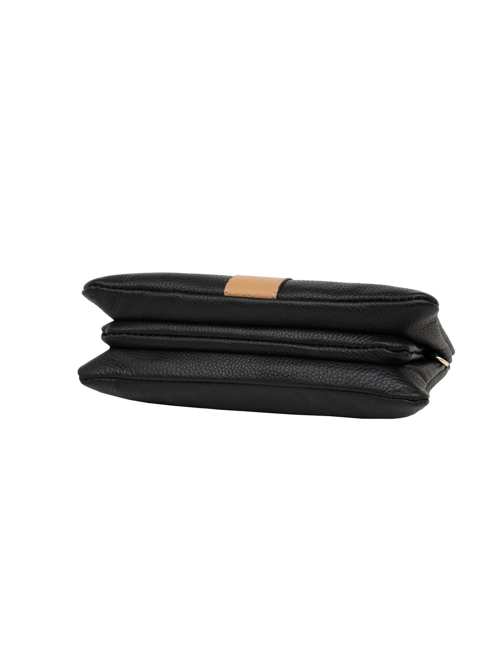 CANDICE LEATHER WALLET WITH SHOULDER STRAP- E1-0809-BLK/CAM
