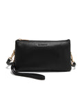 CANDICE LEATHER WALLET WITH SHOULDER STRAP- E1-0809-BLK