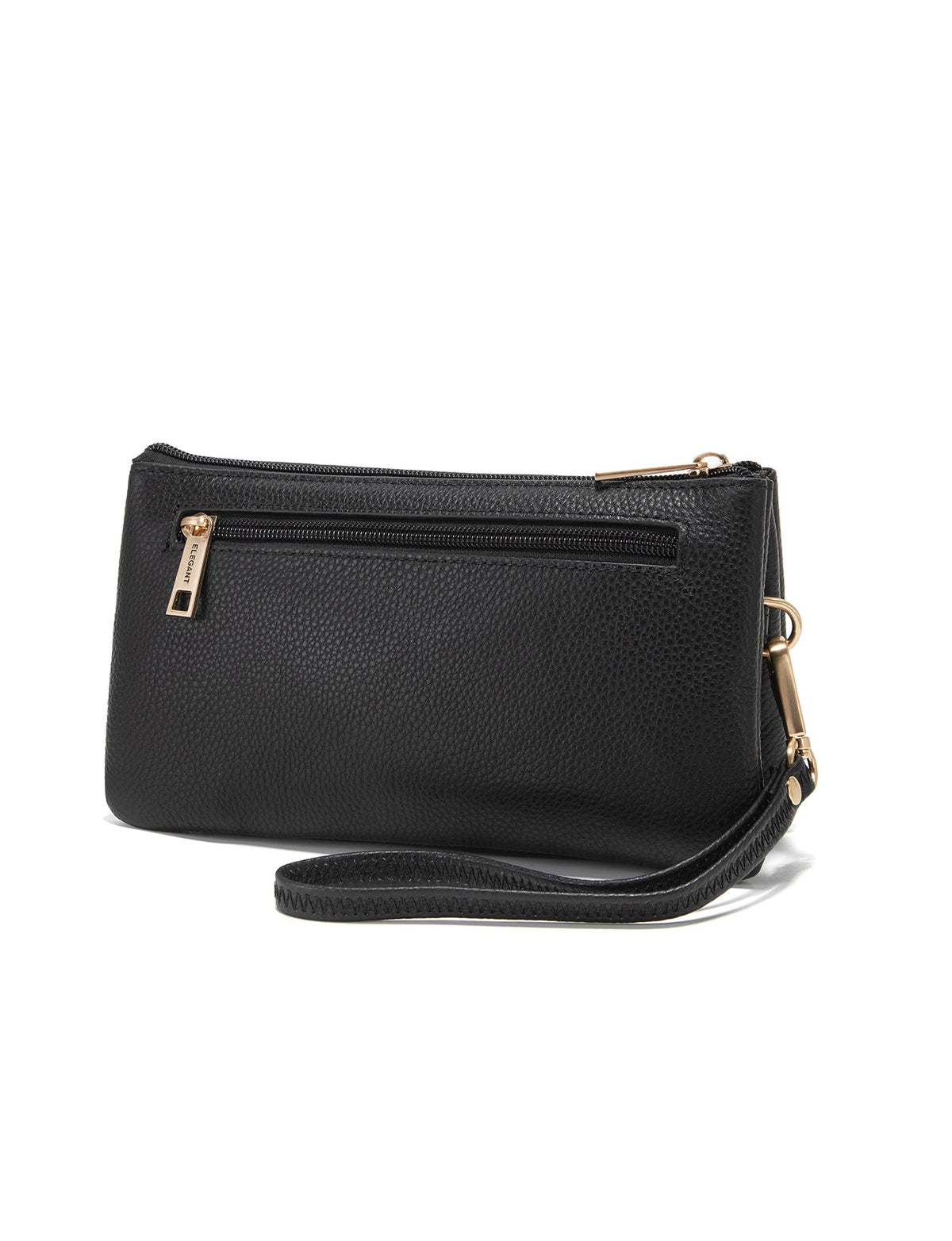 CANDICE LEATHER WALLET WITH SHOULDER STRAP- E1-0809-BLK