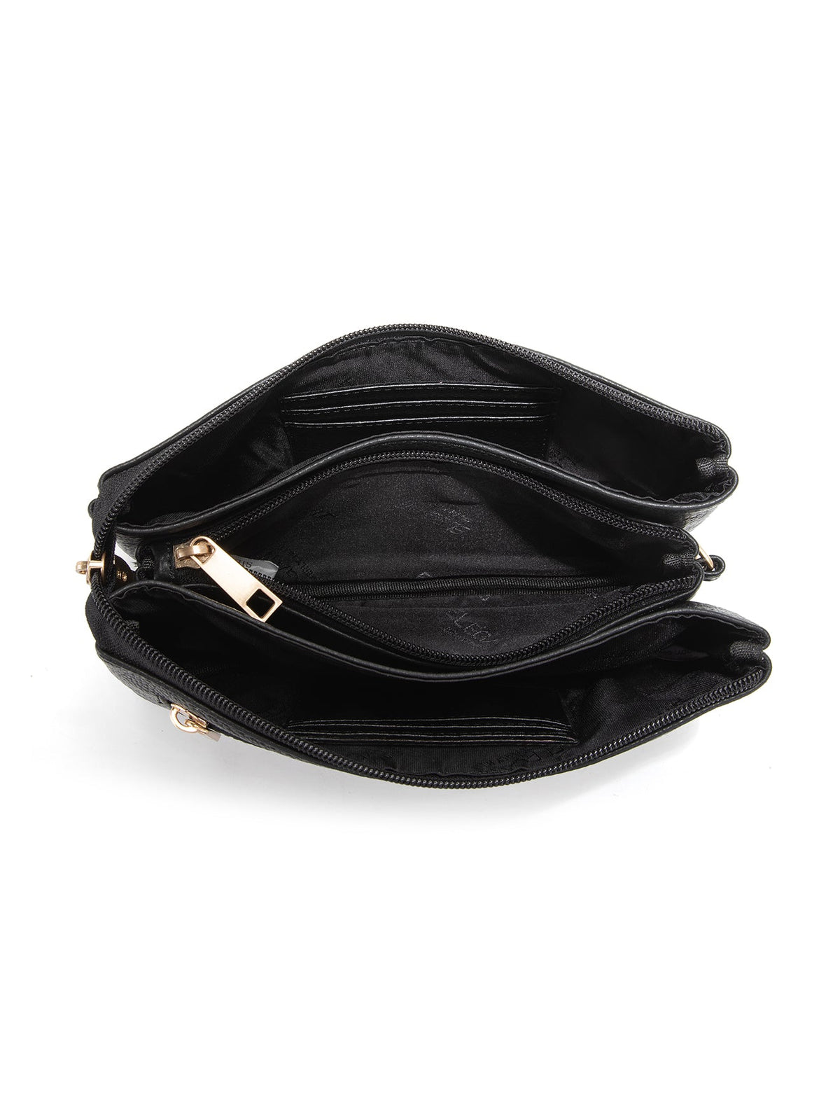 CANDICE LEATHER WALLET WITH SHOULDER STRAP- E1-0809-BLK