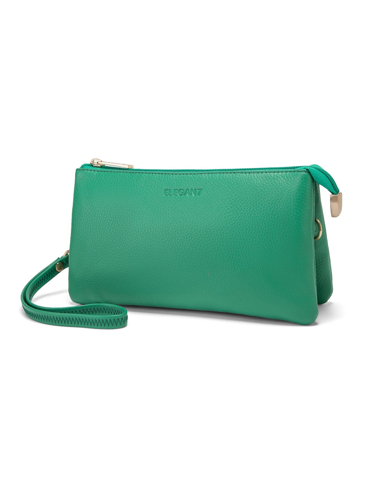 CANDICE LEATHER WALLET WITH SHOULDER STRAP- E1-0809-GRN-SALE