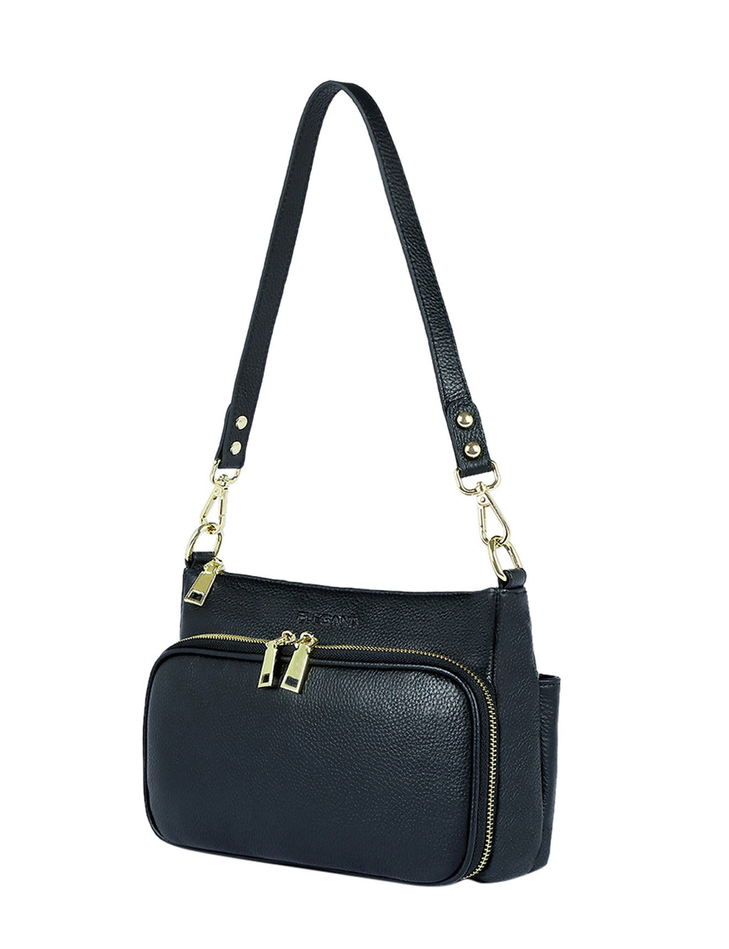 FELICITY LEATHER XBODY BAG- E1-0814A-BLK