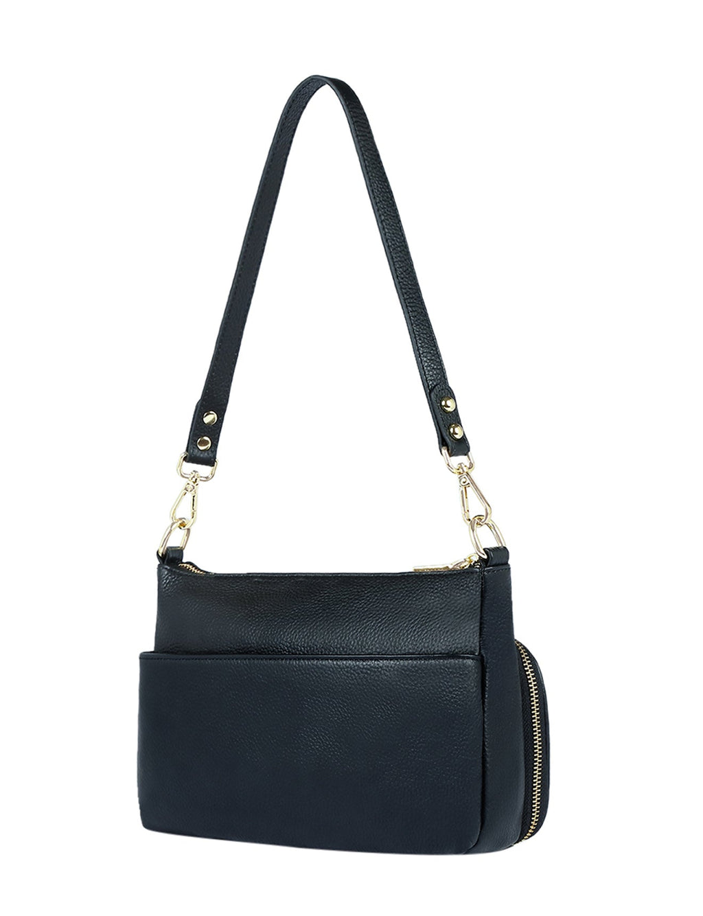 FELICITY LEATHER XBODY BAG- E1-0814A-BLK
