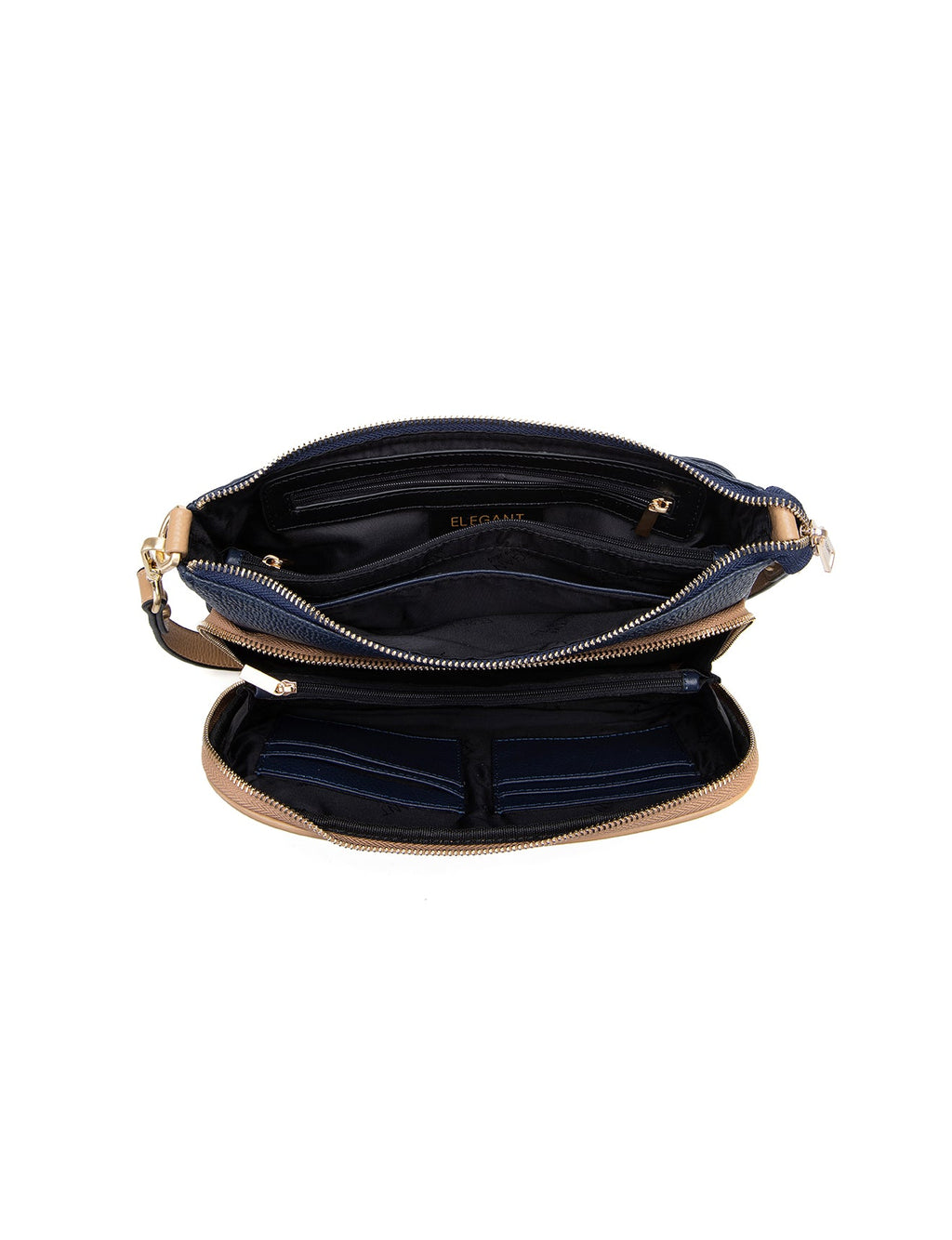 FELICITY LEATHER XBODY BAG- E1-0814A-NVY/CAM