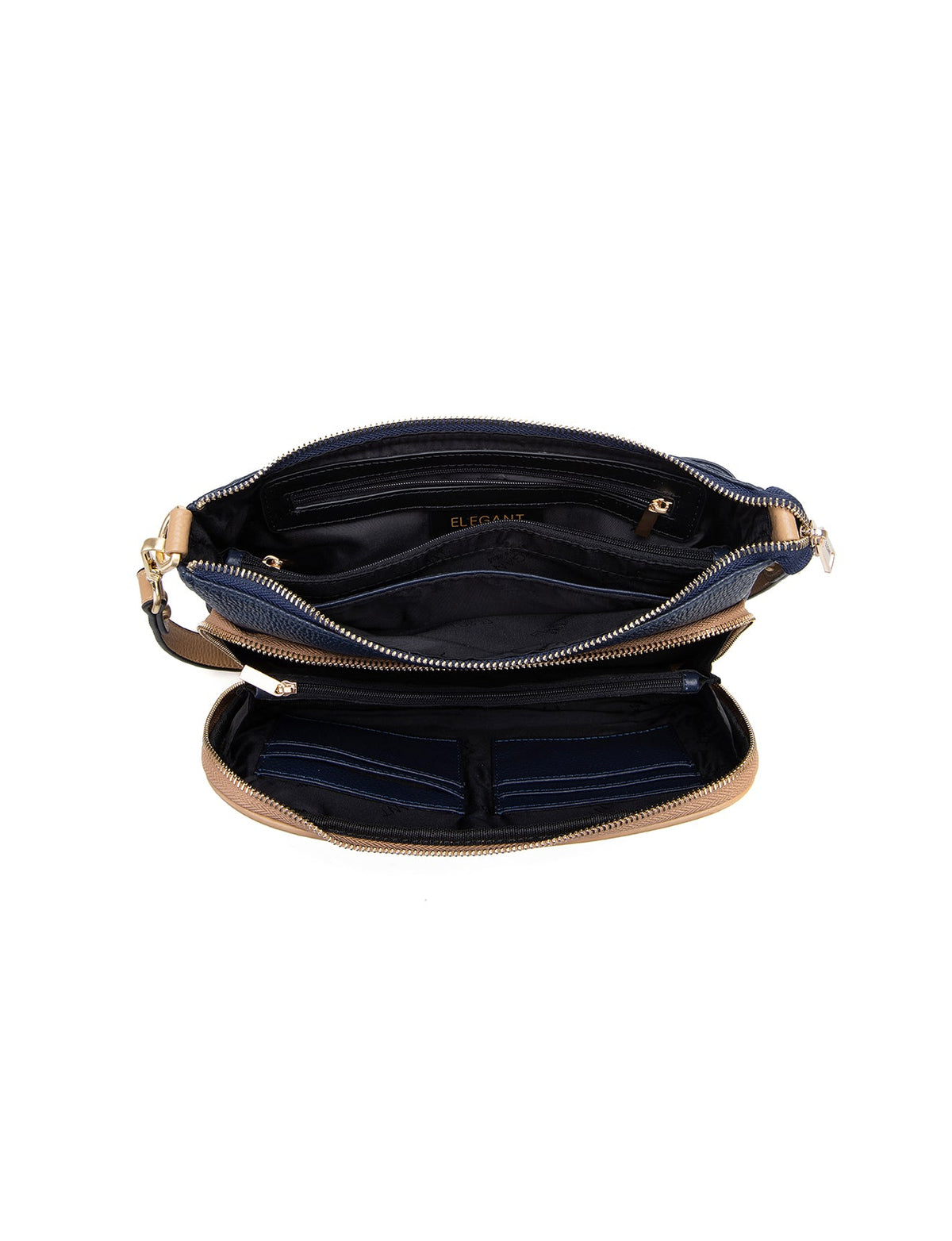 FELICITY LEATHER XBODY BAG- E1-0814A-NVY/CAM