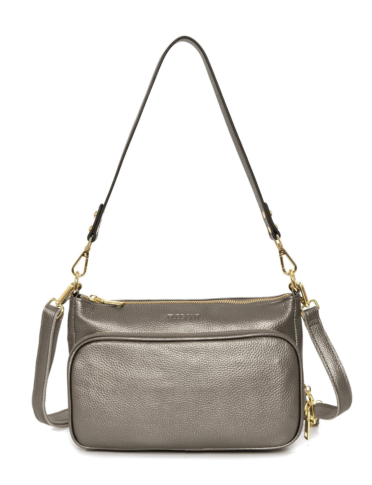 FELICITY LEATHER XBODY BAG- E1-0814A-PEWTER
