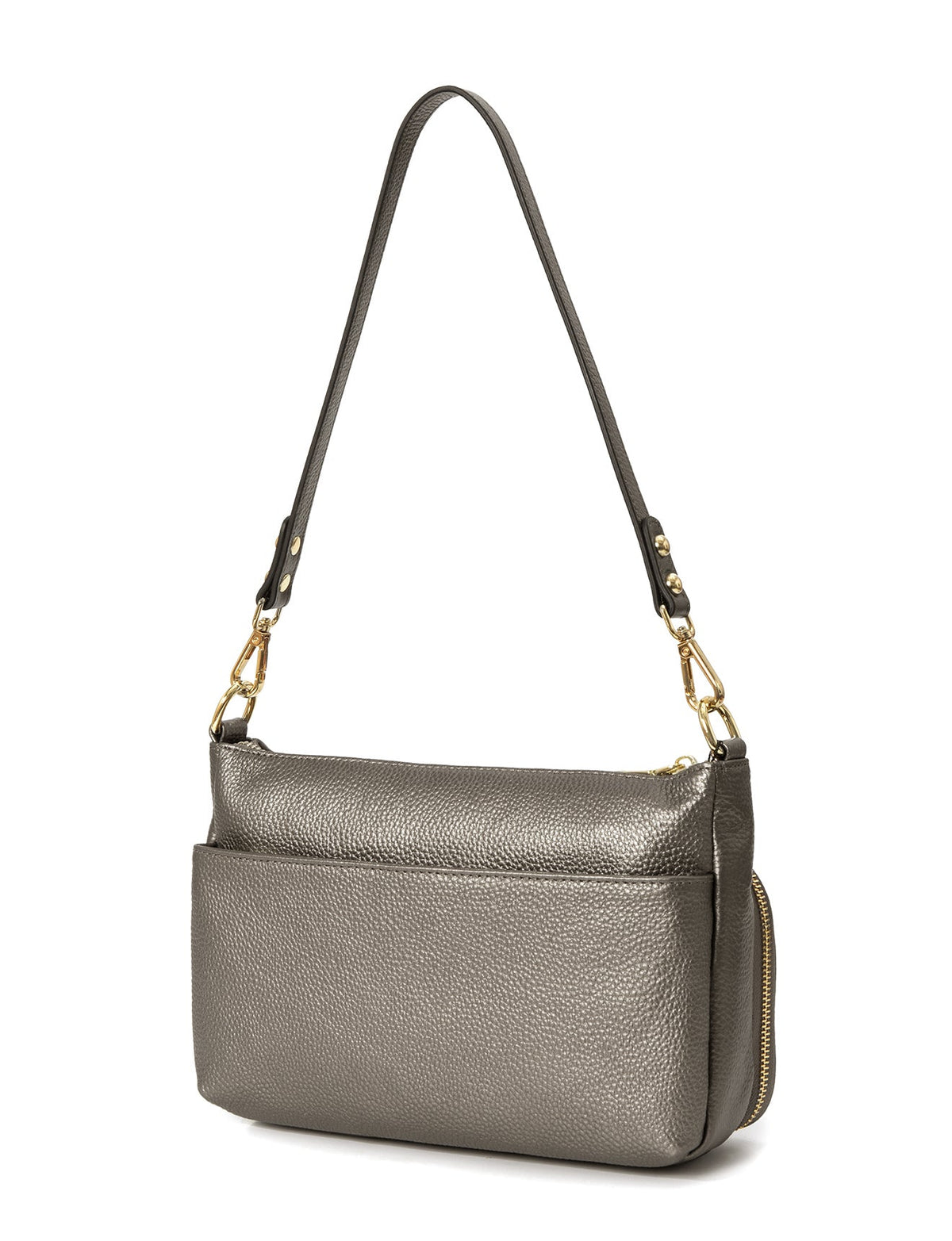 FELICITY LEATHER XBODY BAG- E1-0814A-PEWTER
