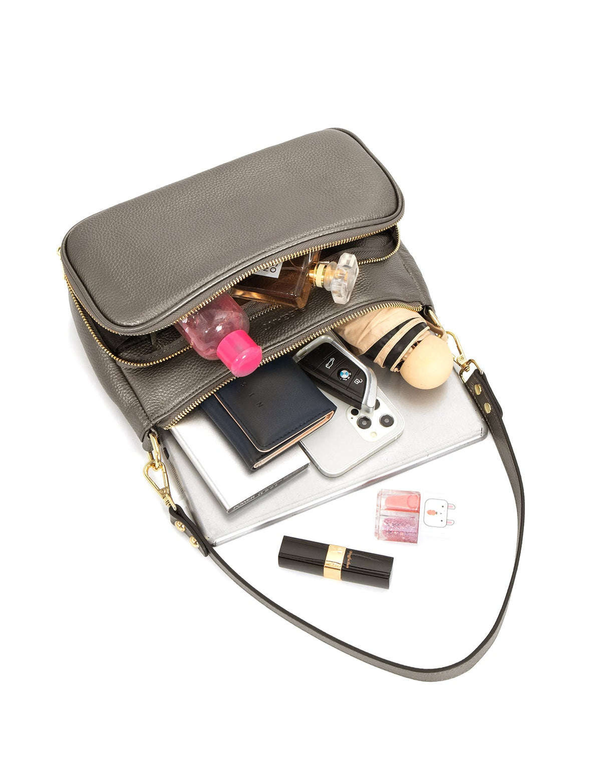 FELICITY LEATHER XBODY BAG- E1-0814A-PEWTER