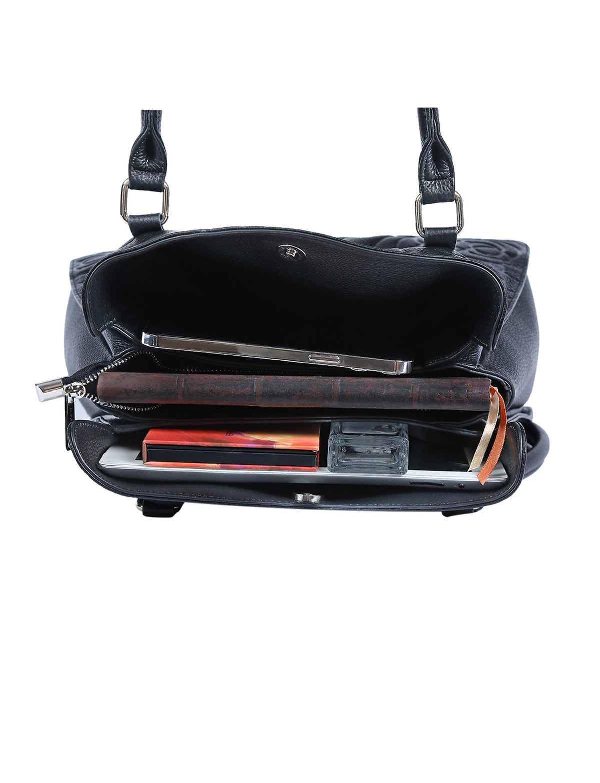RAFAELLA LEATHER SHOULDER BAG- E1-0827-BLACK
