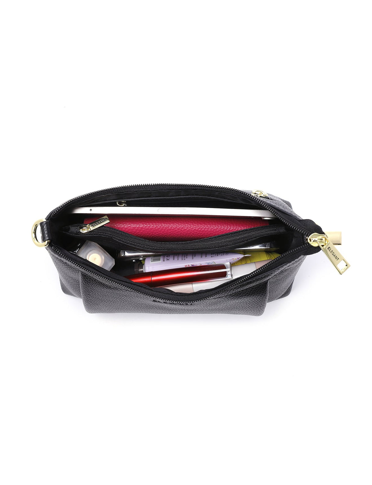 MARCIA LEATHER XBODY BAG- BLACK- E1-0830-BLK- SALE