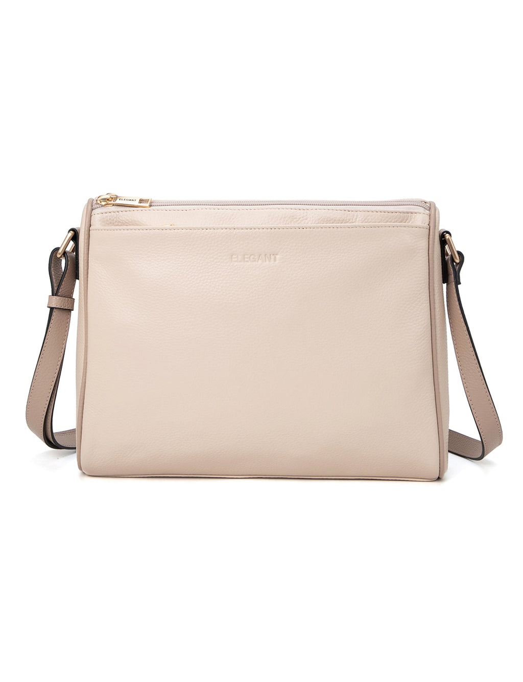 KATRINA MULTI COMPARTMENT LEATHER XBODY BAG- E1-0835-IVORY/PUTTY-SALE