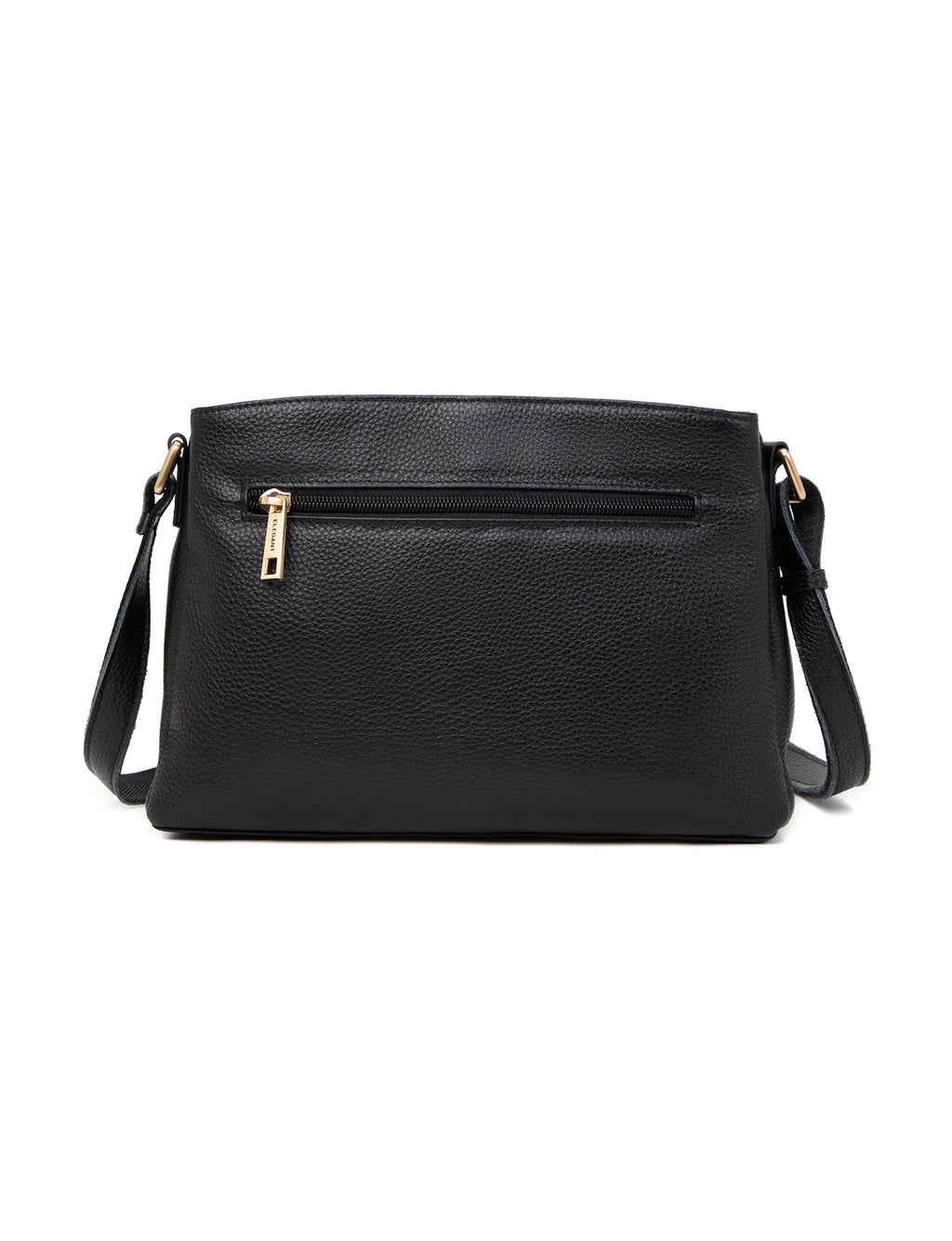 HUNTER TRIPLE COMPARTMENT LEATHER XBODY BAG- E1-0837-BLK