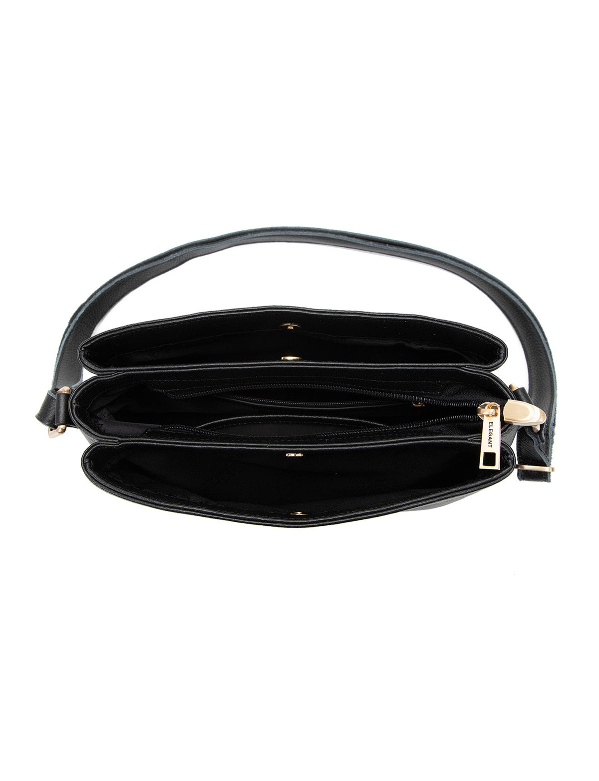 HUNTER TRIPLE COMPARTMENT LEATHER XBODY BAG- E1-0837-BLK-SALE