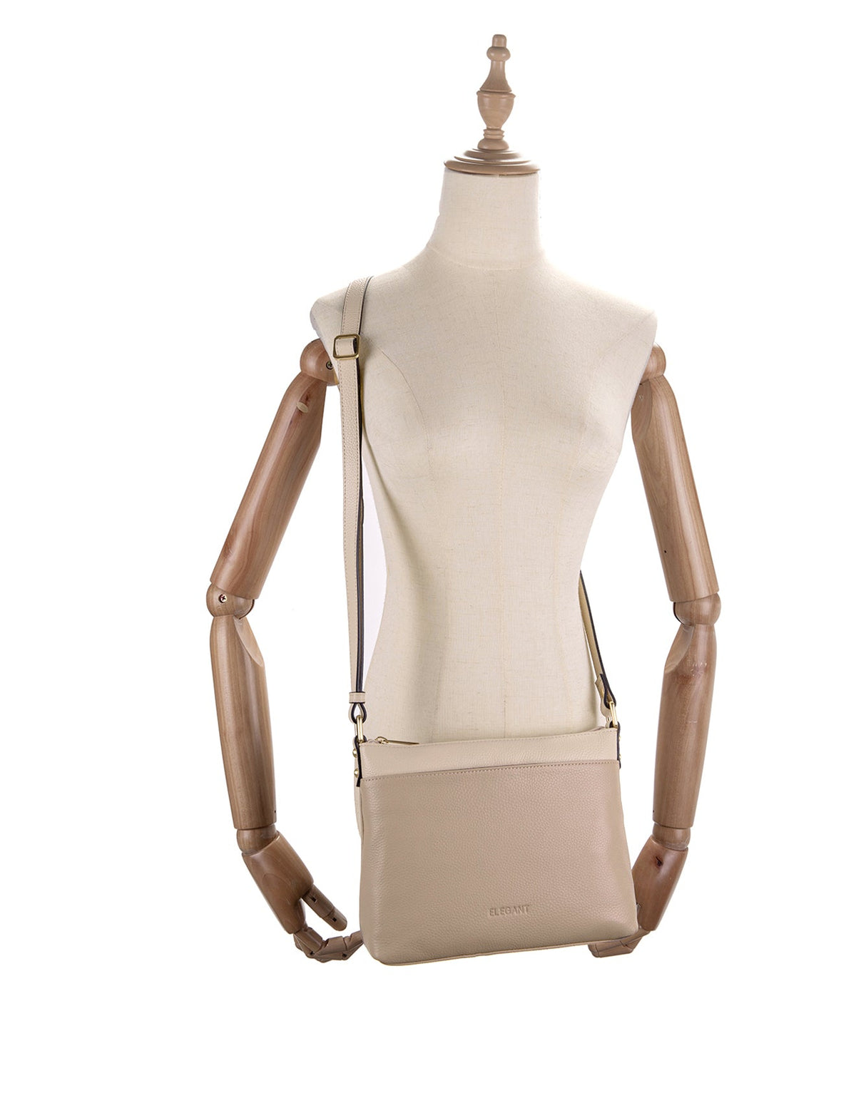 FRANCIS LEATHER XBODY BAG WITH RFID COMPARTMENT- E1-0840-PUTTY/IVORY