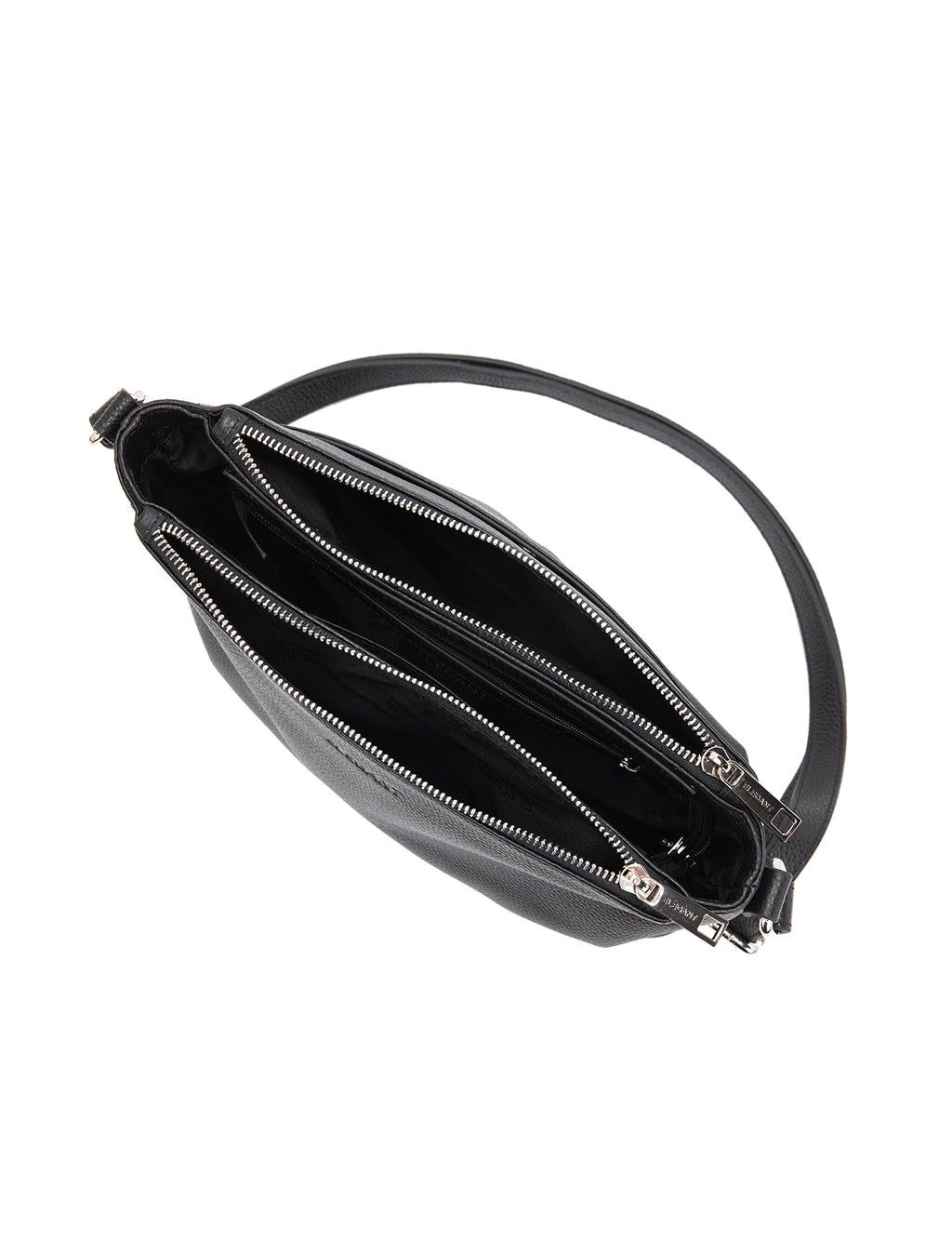 GABRIELLA TRIPLE COMPARTMENT LEATHER BAG- E1-0846-BLK