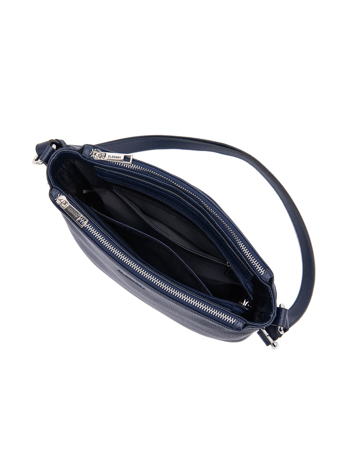 GABRIELLA TRIPLE COMPARTMENT LEATHER BAG- E1-0846-NVY
