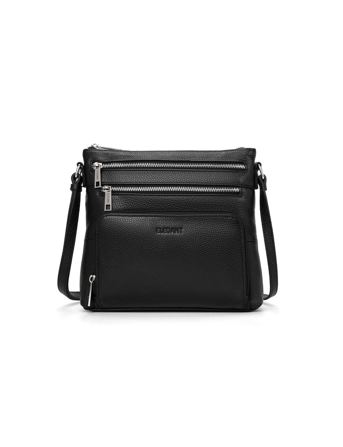FRANCESCA MULTI CMPT RFID PROTECTED LEATHER XBODY BAG- E1-0851-BLK