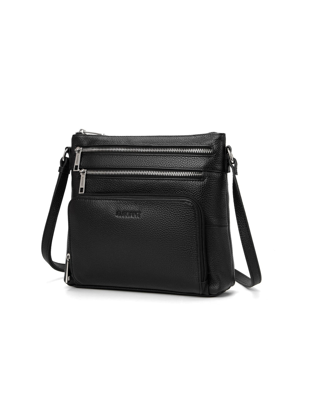 FRANCESCA MULTI CMPT RFID PROTECTED LEATHER XBODY BAG- E1-0851-BLK