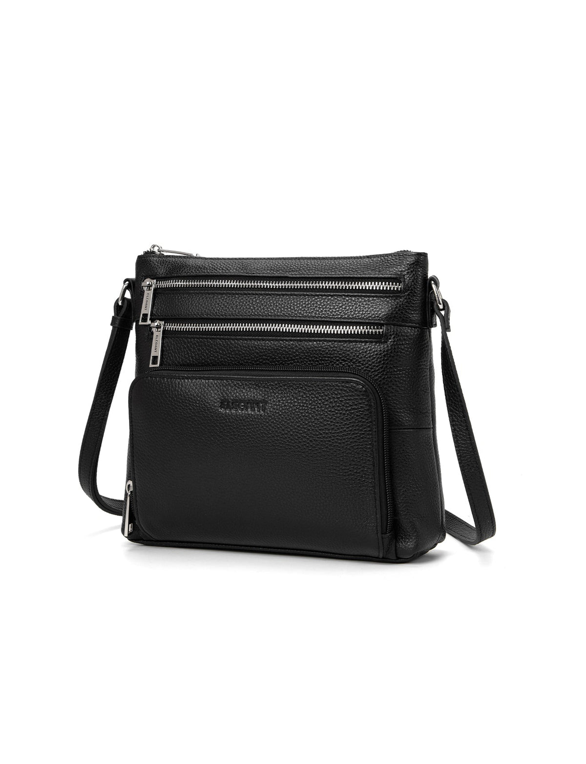 FRANCESCA MULTI CMPT RFID PROTECTED LEATHER XBODY BAG- E1-0851-BLK