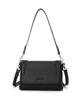 VIVIENNE LEATHER FLAP OVER BAG- E1-0853-BLK