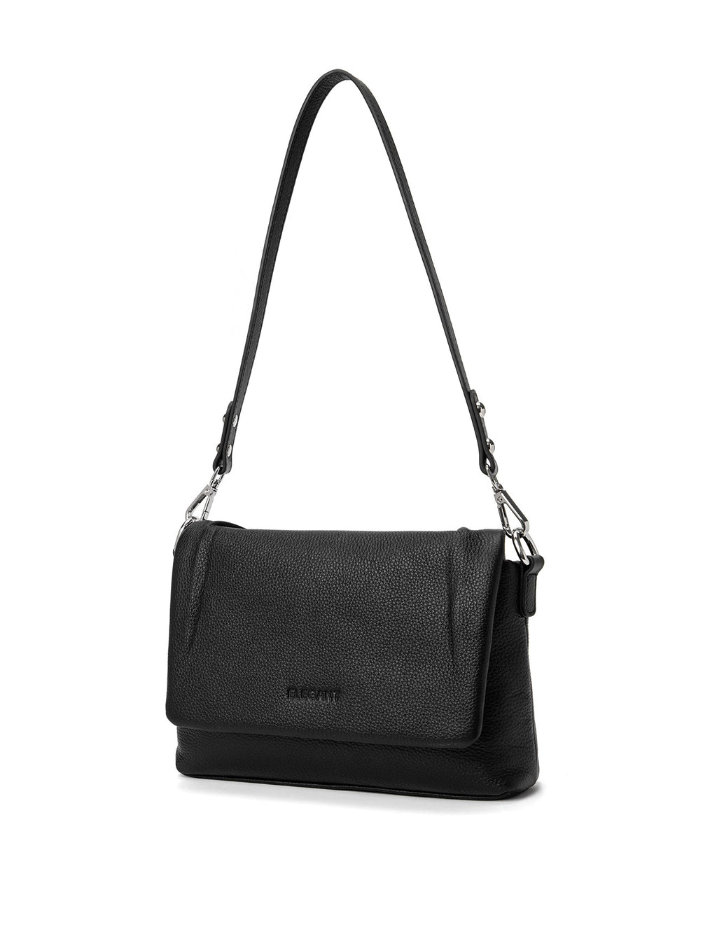 VIVIENNE LEATHER FLAP OVER BAG- E1-0853-BLK