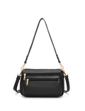 GABBY MULTI CMPT LEATHER XBODY BAG- E1-0856-BLK