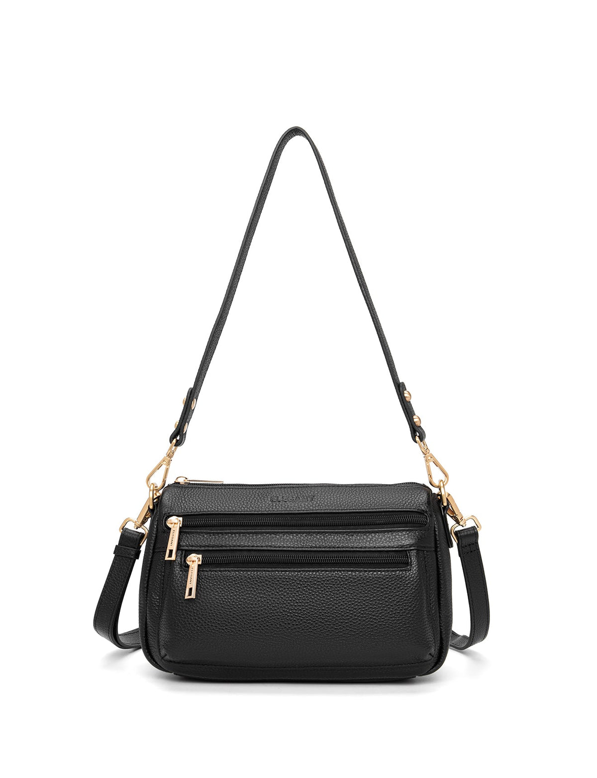 GABBY MULTI CMPT LEATHER XBODY BAG- E1-0856-BLK